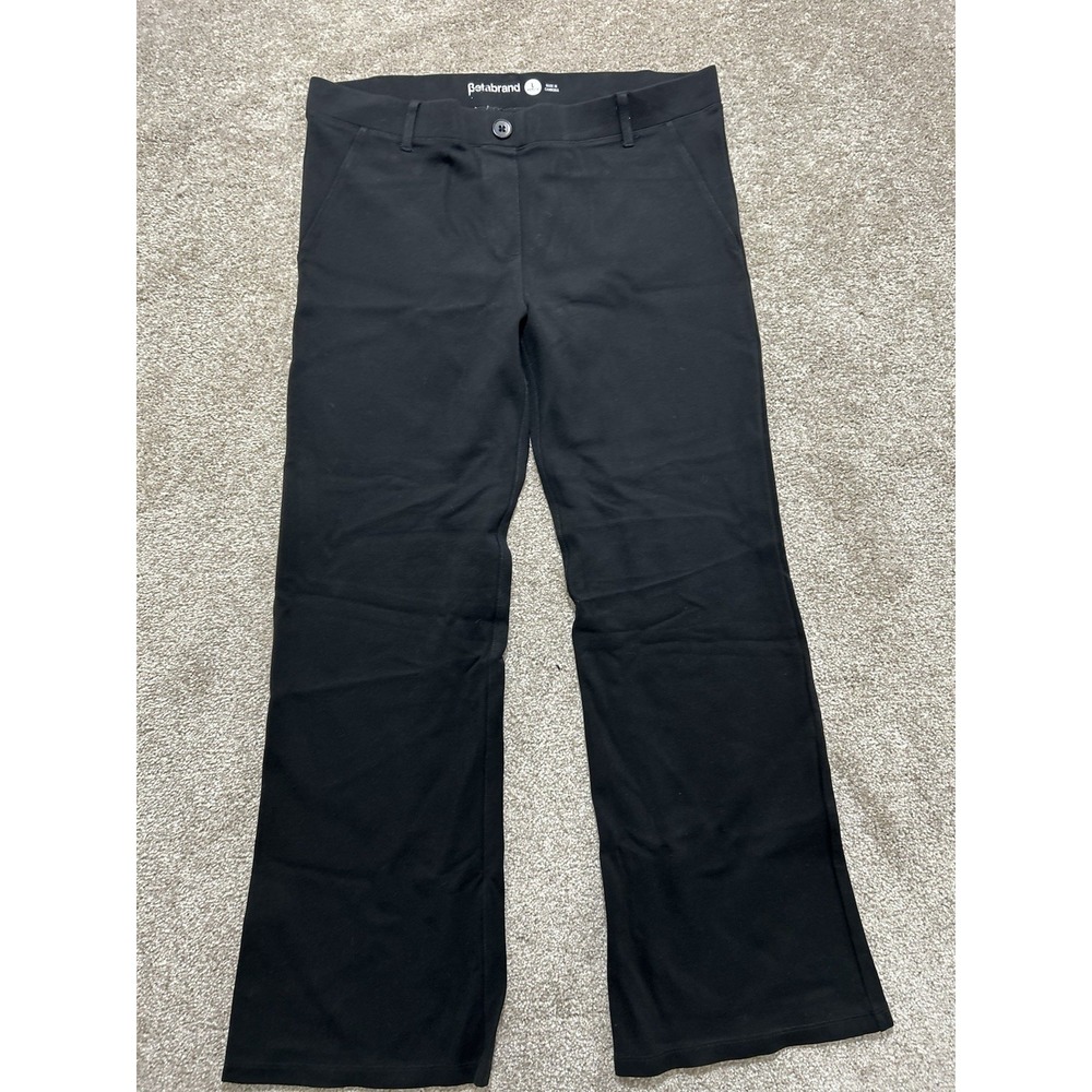 Betabrand Women's Large Petite Dress Pant Yoga Pants Black Straight Leg
